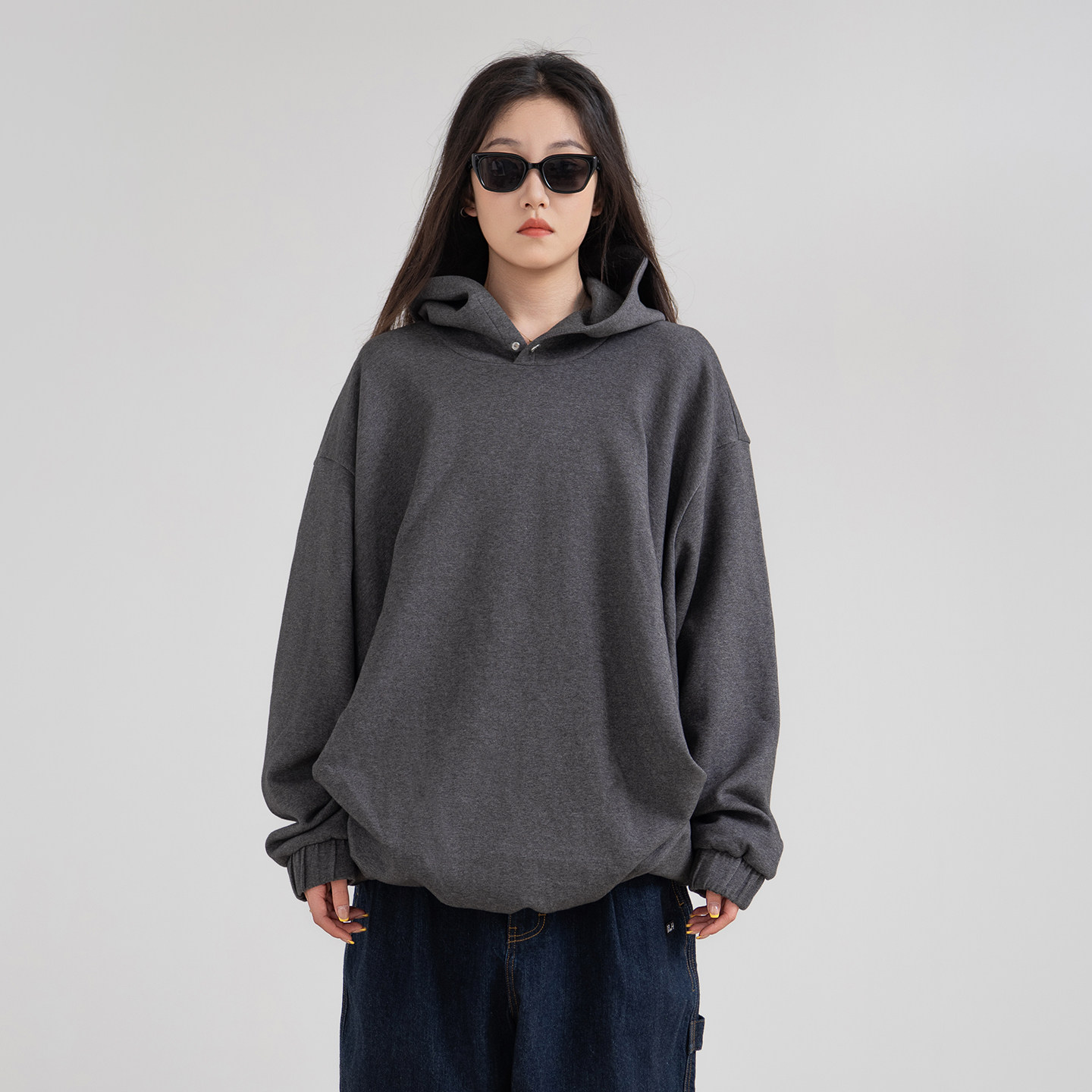 HalfwayHouse2025年秋季新款阔版简约连帽卫衣重磅慵懒中性风外套