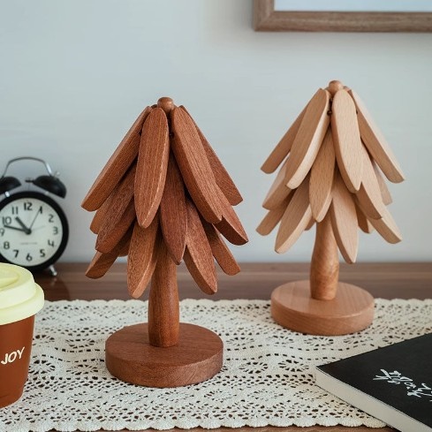 木质一棵树形状隔热垫杯垫碗垫轻奢高级感隔热垫碗垫盘垫木制餐垫