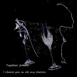 新人结婚敬酒杯diy一对高脚杯材料包粉色满Q钻手工礼物结婚礼物