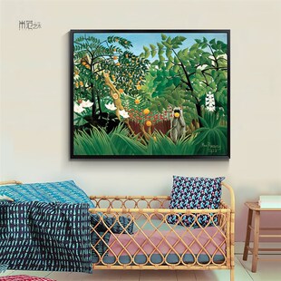 《猩猩》亨利卢梭Henri Rousseau北欧绿植小S清新挂画小众装饰画