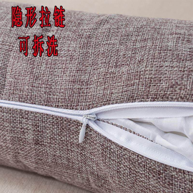 长条抱枕舒适糖果枕沙发头枕纯色亚麻圆柱L抱枕套腰靠美容院垫脚