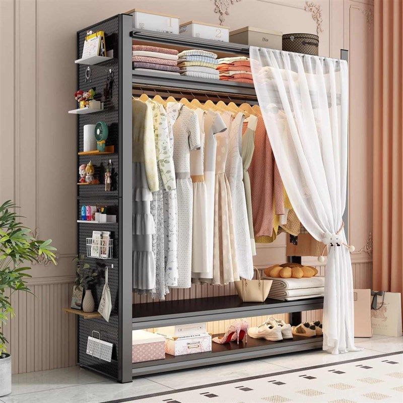 信京洞洞板d开放式衣架卧室收纳柜服装货架落地置物架防尘衣帽架,商业/办公家具,置物架/陈列架/储物架/展示架,淘宝优惠券,粉丝福利购,淘宝优惠卷