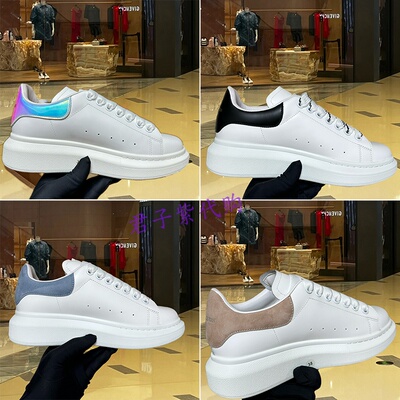 代购直邮麦小白鞋女昆真皮黑尾厚底增高松糕底男女情侣运动休闲鞋