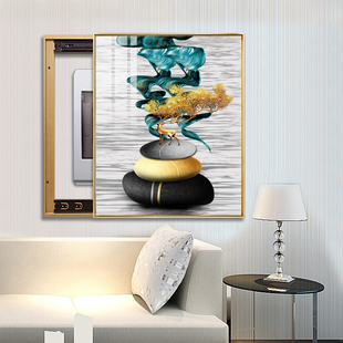 镶钻晶瓷画竖版h厨房电表箱遮挡箱家用配电箱盖板装饰画液压式挂