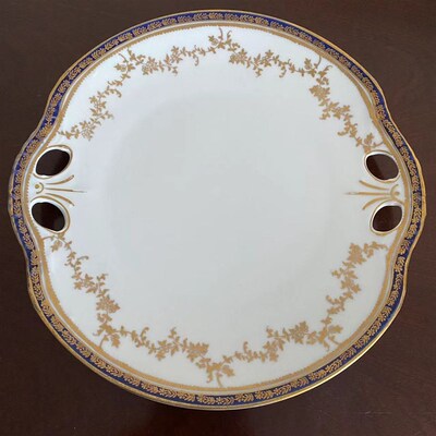 Victoria 维多利亚 捷克斯洛伐克 Czech 双耳描金装X饰盘 老瓷器