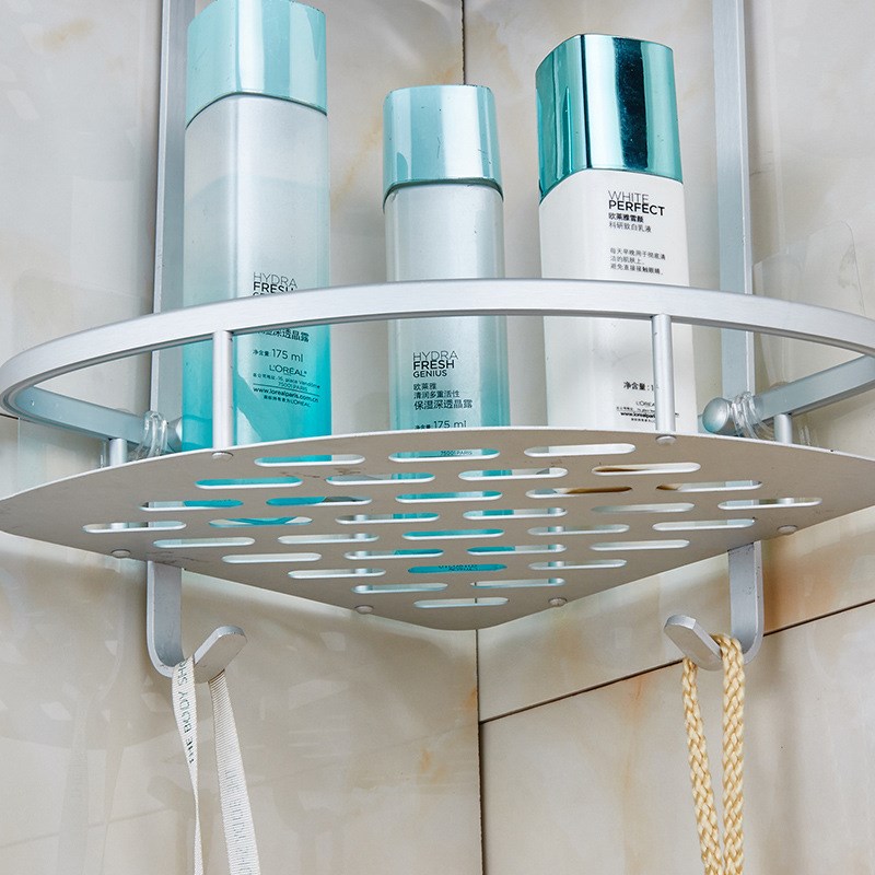 浴室厕所吸壁式置物架卫生间洗手间D吸盘式洗漱台三角架3层免打孔