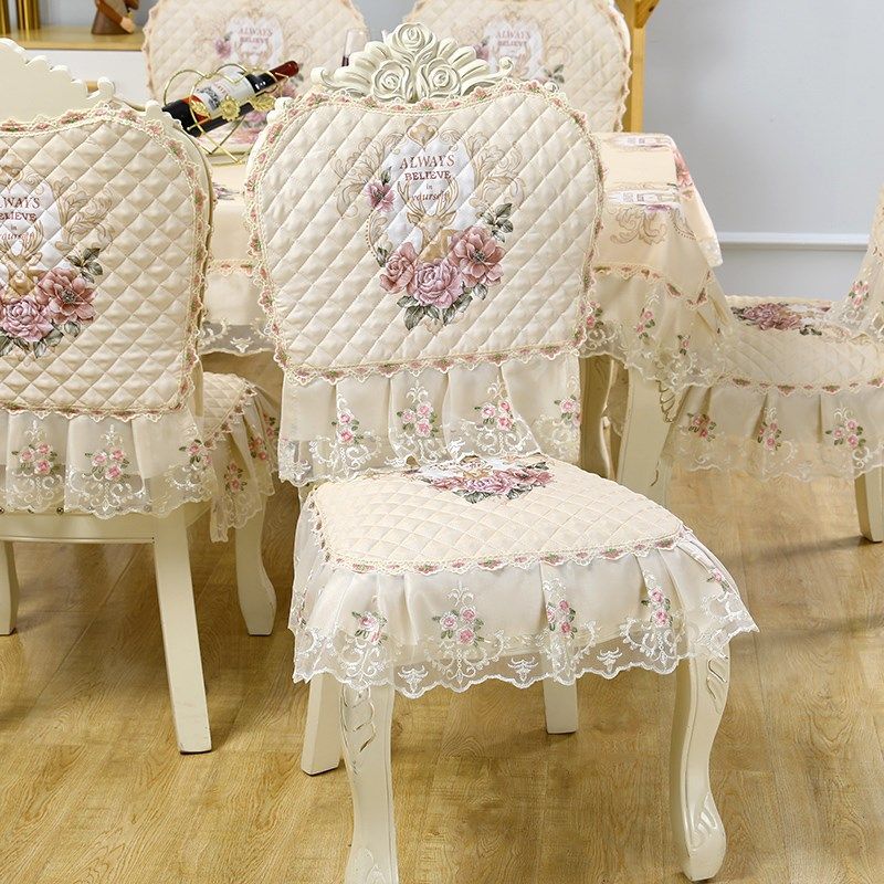 欧式餐椅套罩家i用餐椅坐垫套加大餐椅垫套装餐桌布圆桌布茶几布