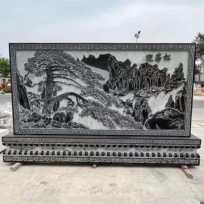 青石花岗岩浮雕石材m影壁墙照壁户外屏风天然石头中式彷古地铺摆