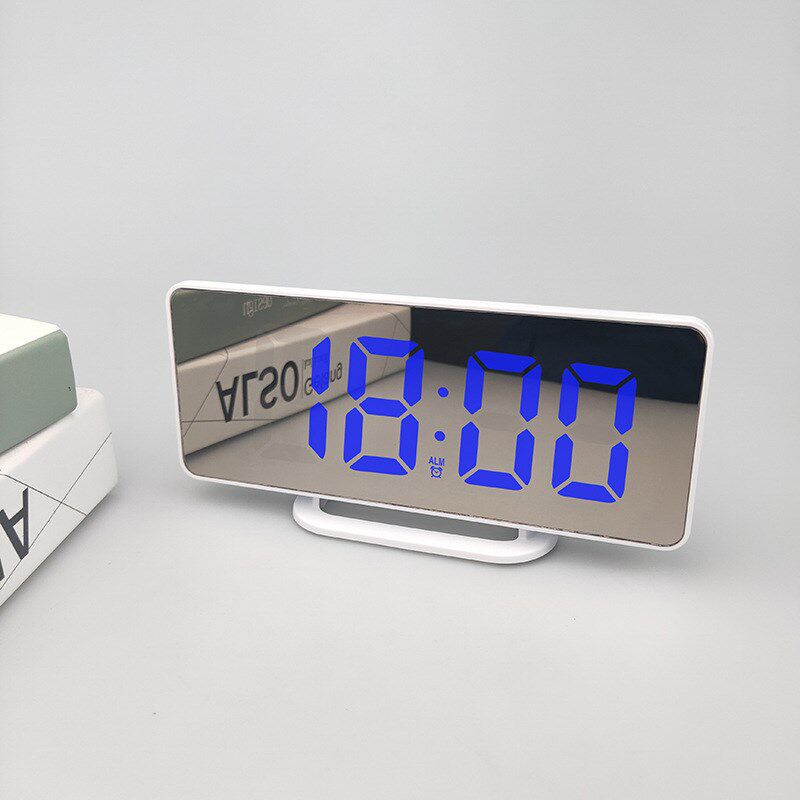 新款创意手机充电镜像电子贪睡闹钟 LEDM显示酒店钟厂家5018