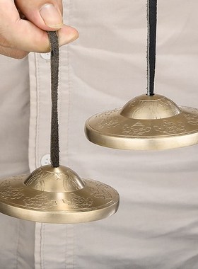 尼泊尔青铜碰铃纯手工p撞铃打击乐器密宗法器八吉祥碰铃8.5cm