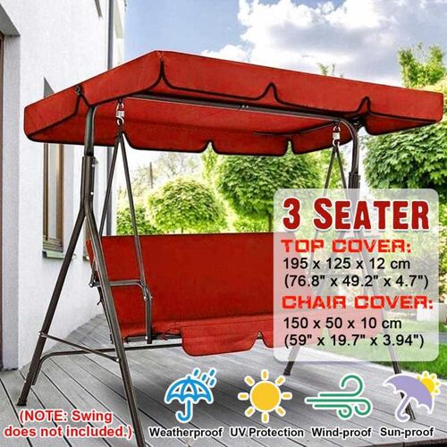 3 Seat Garden Swing Chair Cover Swing Top CoveRr Polyester W