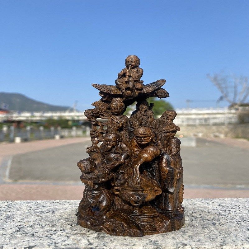 印尼沉香木手工木雕八仙过海整z木雕刻摆件家居桌面装饰实木工艺,家居饰品,木雕,淘宝优惠券,粉丝福利购,淘宝优惠卷