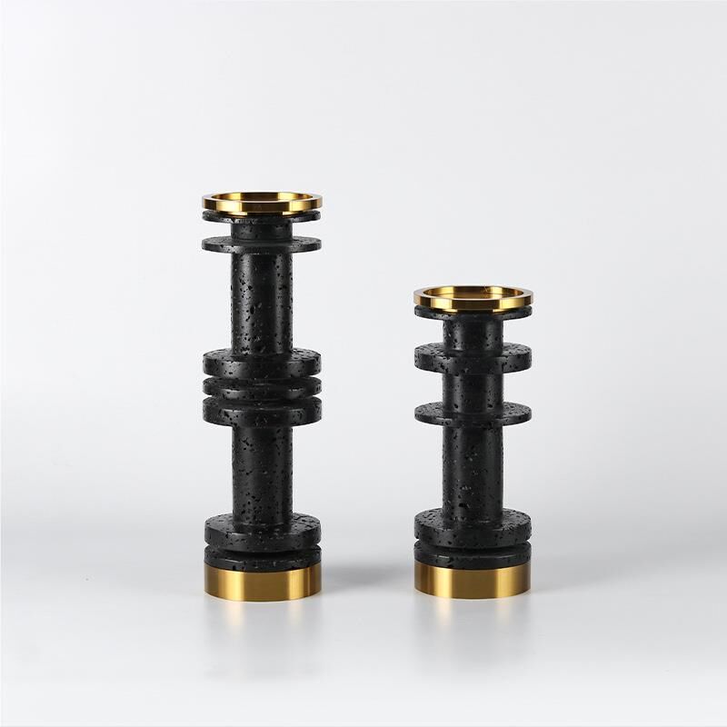 现代轻创Z100240-洞意树脂仿石金属奢竹客M节烛台花器样板间厅装