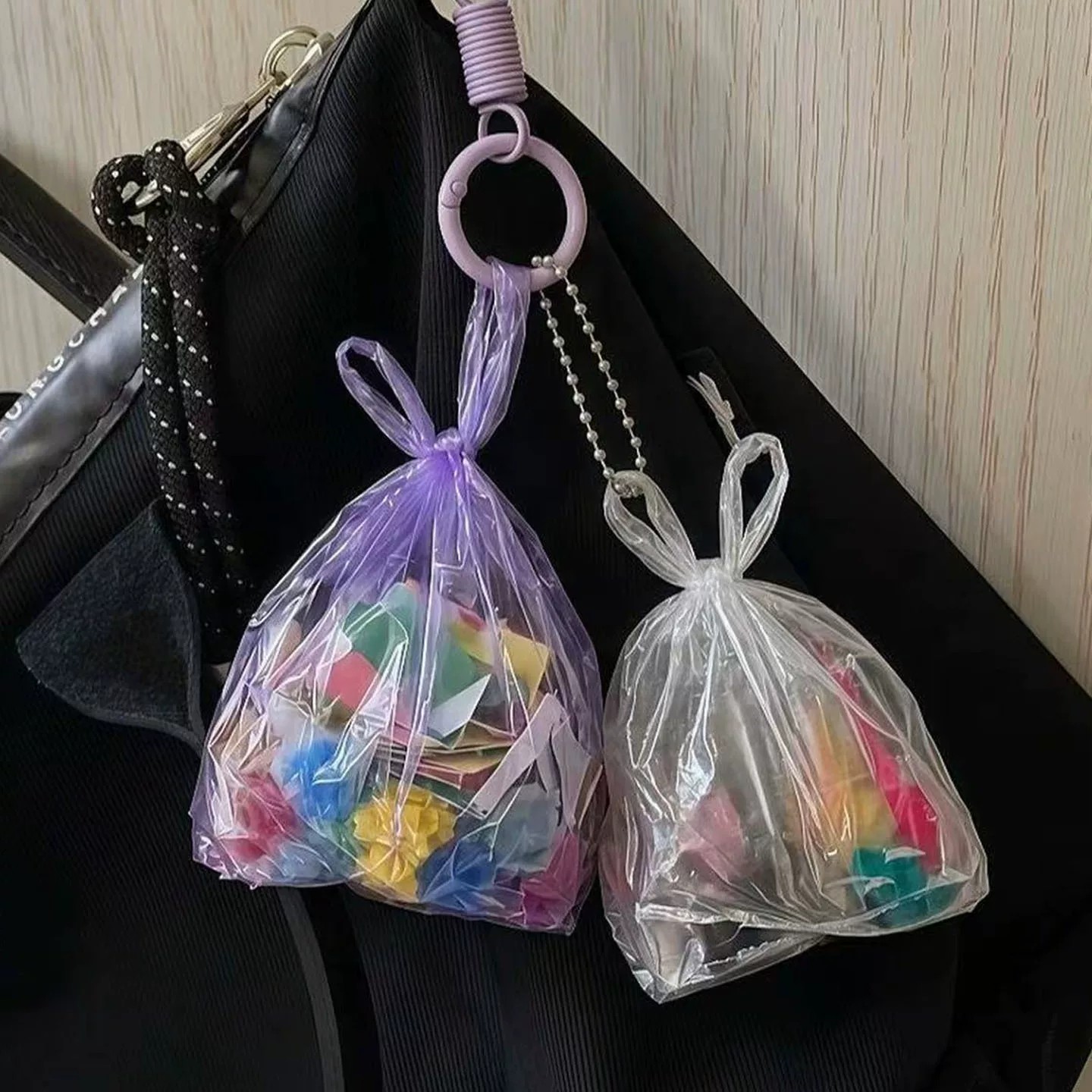 3d打印竹屎垃圾袋挂件书包装饰高级感小众钥匙扣解压塑料袋摇摇乐