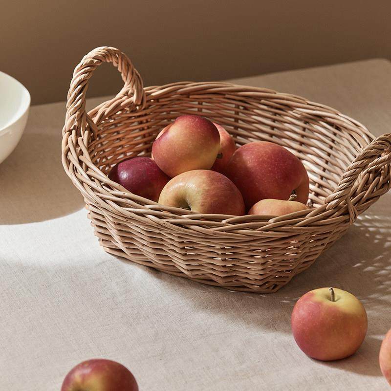 手工编织柳编收纳篮藤编水果篮子果蔬零食手提筐置物篮草编框子