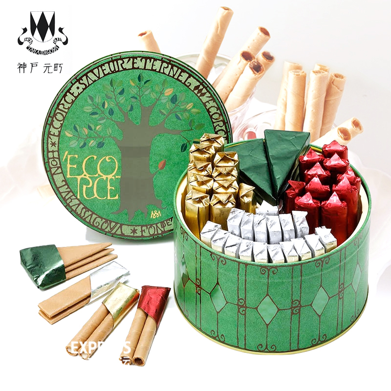 进口零食本高砂屋巧克力夹心蛋卷坚果点心伴手礼盒日本零食薄饼干