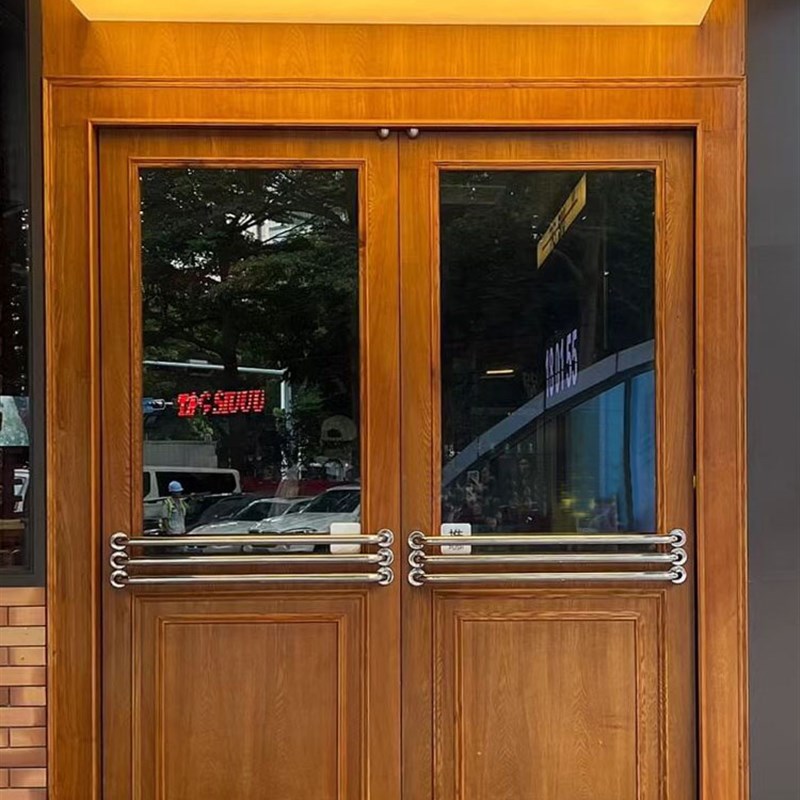 简约不锈钢木门拉手明装店铺对开B门长把手美式酒吧大门推拉圆手