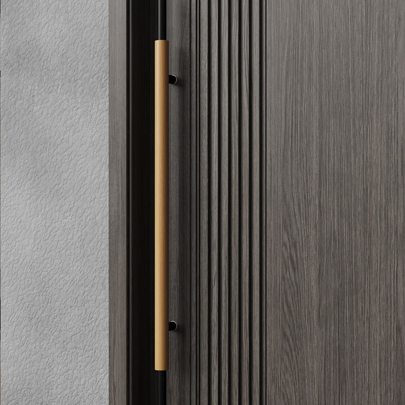 极简木质有框玻璃门拉手不锈钢酒店会议I室包间实木大门把手胡桃