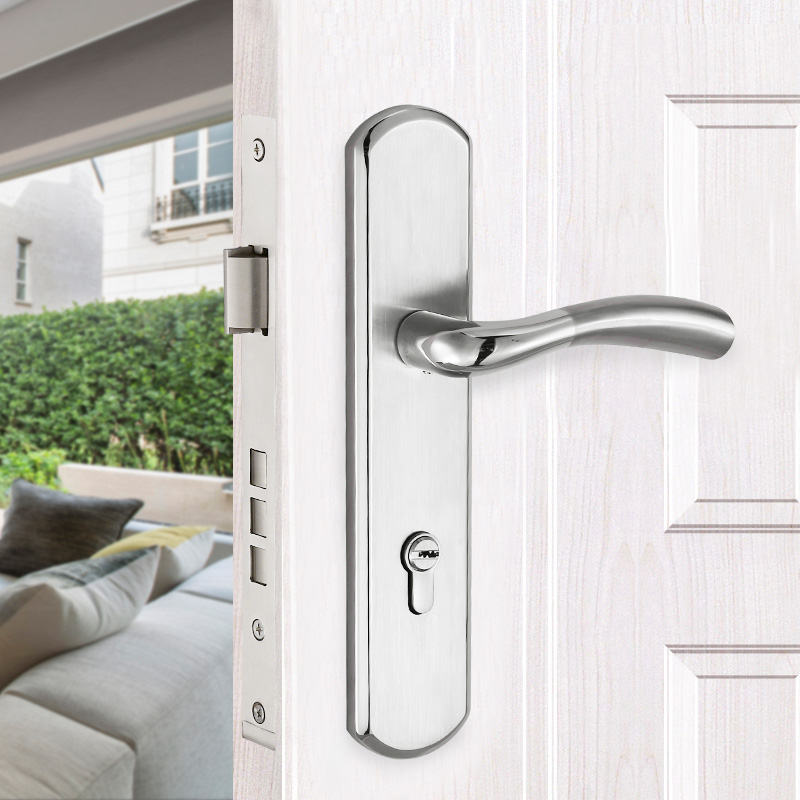 304不锈钢门锁别n墅大门锁实木门锁入户门锁把手面板加厚85系列