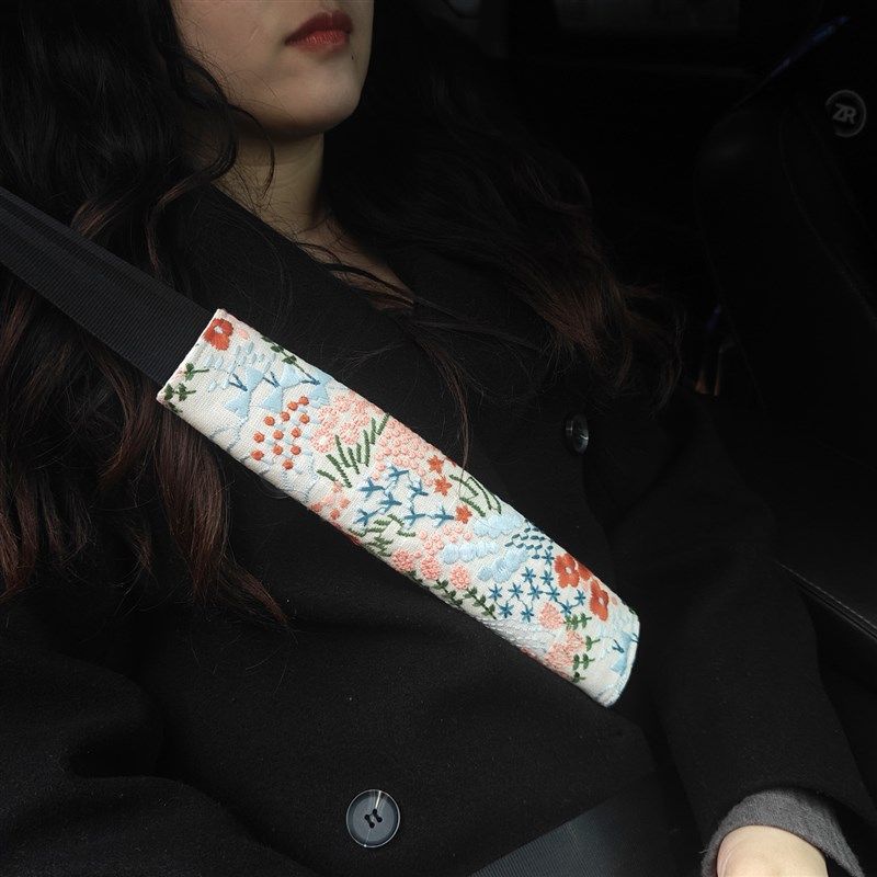 文手作棉麻刺绣汽车安全带护肩夹棉加长保护套加长精致可爱防勒脖,搬运/仓储/物流设备,机械式停车设备（立体停车库）,淘宝优惠券,粉丝福利购,淘宝优惠卷