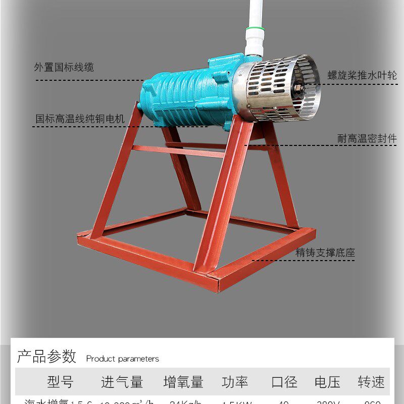推水潜水曝气爆气氧机射流式380v大功率养殖专鱼虾蟹活水充氧泵