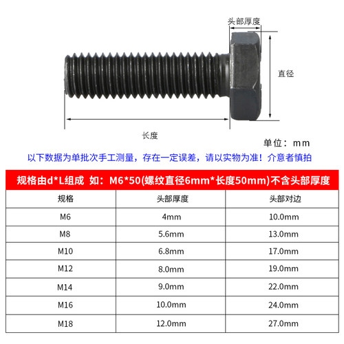 12.9级高强度螺栓全牙外六角螺丝六角头螺丝钉M6M8M10M12M14M16mm