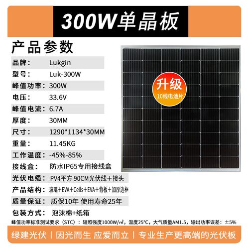 绿建100W-550瓦单晶太阳能板12V24V家用光伏板充电房车户外发电板
