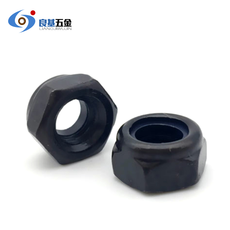 黑色304不锈钢尼j龙防松螺母镀黑锌锁紧防滑螺帽M2 M3M4M5M6M8M12