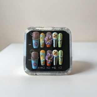 手工穿戴甲山茶花美甲贴片