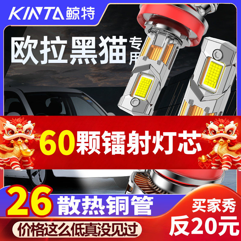 适用欧拉黑猫专用白猫led大灯改装远近光一体超亮强光激光车灯泡