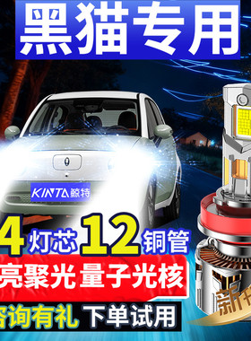 适用19-22款欧拉黑猫超亮激光强光透镜改装led大灯泡远近光一体