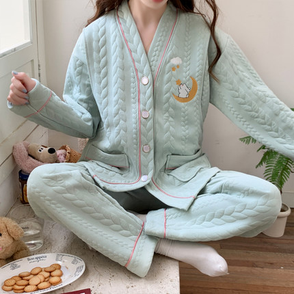孕妇睡衣秋冬款孕期专用产妇哺乳空气棉月子服春R秋季纯棉产後哺