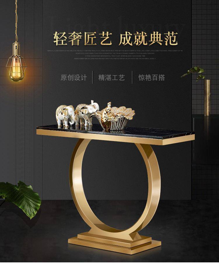 意式极简岩板玄关桌现代简约入户玄关柜条案走廊靠墙半圆端景摆台