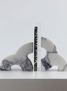 爆款高级感轻奢大理石书靠装饰品样板间柜子售楼处展示柜书柜软装