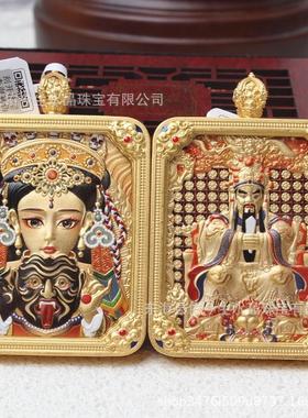 爆款龙五爷九尾狐双面唐卡扎基拉姆前世今生纯铜鎏金嘎乌盒吊坠爆