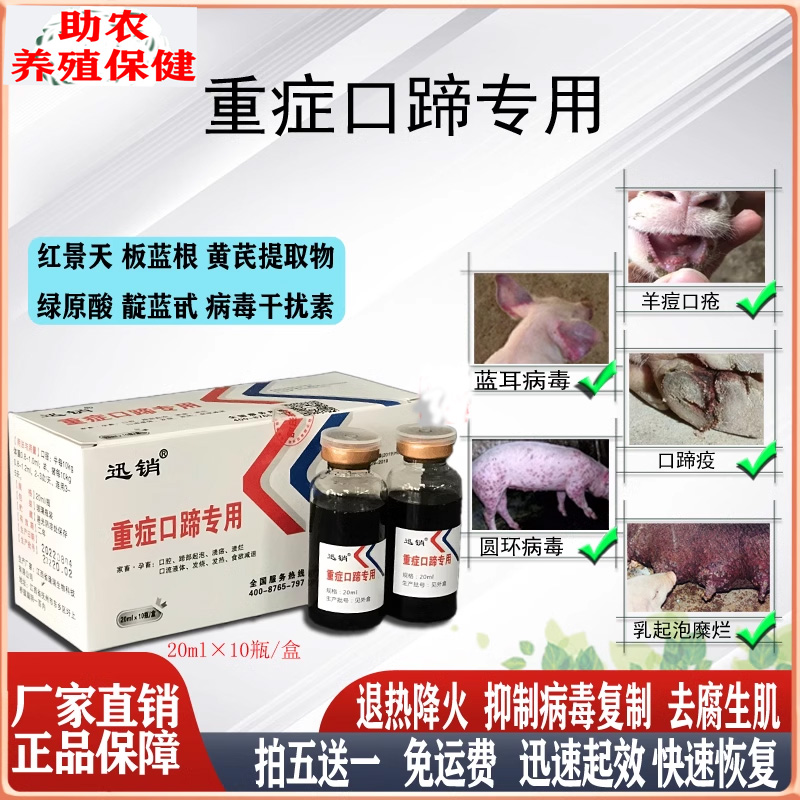 牛羊猪口蹄重症特效一瓶灵口蹄疫结节口腔溃疡乳房起泡烂蹄烂嘴灵