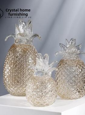 现代轻奢菠萝玻璃小饰品酒柜电视柜书房展厅饰品桌创意礼品