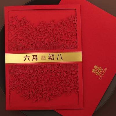 极速新品个性定制结婚喜帖 镂空请柬E 结婚喜帖 中式喜帖 打印请