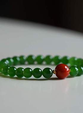 极速Hotan Jade Jasper Hand String Jasper Hot Green WSimple A