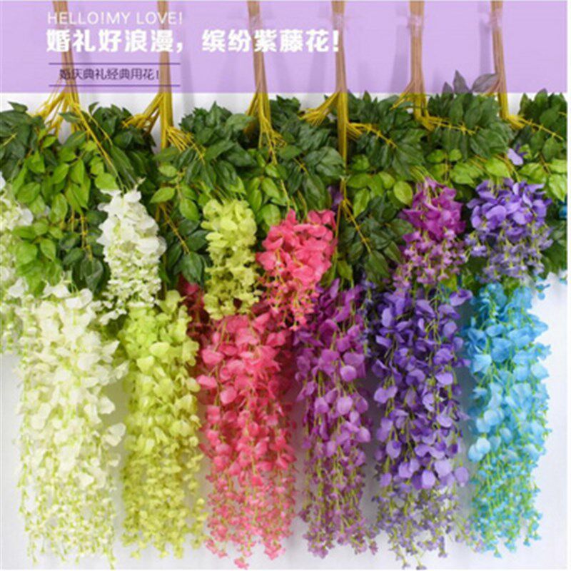 极速仿真紫藤花婚庆绢花花藤花串加长款白色假绣球藤条Y装饰藤婚