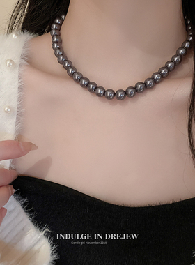 新品欧美珍珠项链女轻奢小众设计感锁骨链I2023新款爆款毛衣颈链