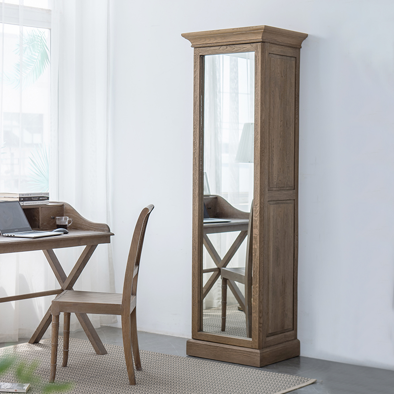 极速美式乡村原橡木欧式组合置物柜鞋柜可调节柜T带镜子收纳玄关