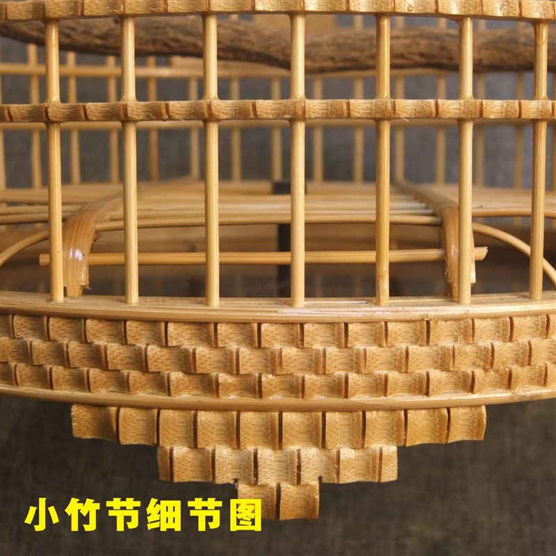 极速麻料鸟笼竹制k圆形雕刻竹节麻料鸟笼子蜡嘴笼白玉笼靛颏笼装