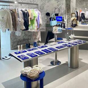 极速服装店中岛展示桌工业风流水C台不锈钢陈列道具饰品中间摆放
