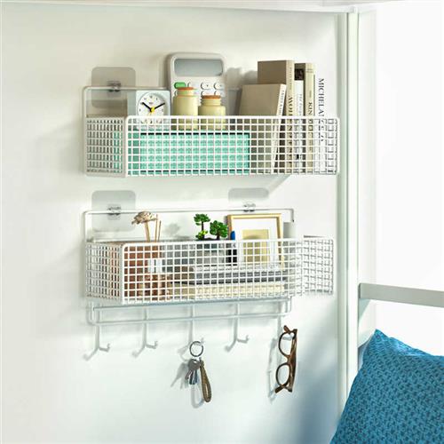 极速墙上置物架免打孔牀头挂篮z上铺宿舍好物收纳神器牀边书架寝