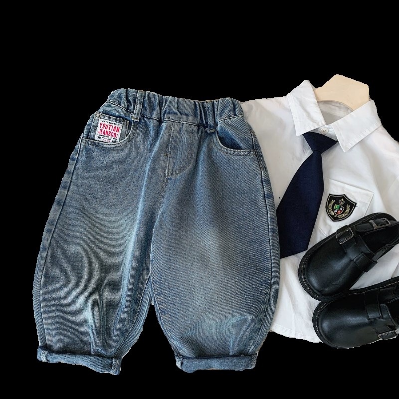 极速男童春秋牛仔裤2024新款小童痞帅长裤宝宝小童春X装裤子儿童