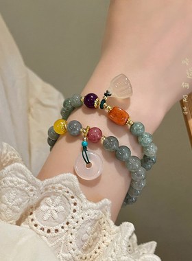 极速国风平安扣串珠手链女生夏天轻奢精致手串新中U式ins小众设计