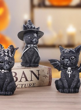 极速Resin Figuire Wizard Figurines Black Magic Cat Ornaments