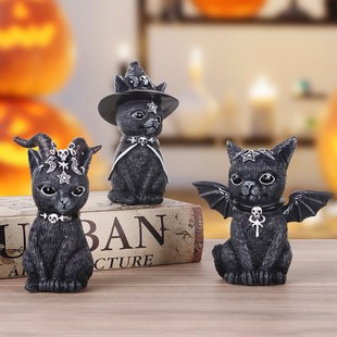 极速Resin Figuire Wizard Figurines Black Magic Cat Ornaments
