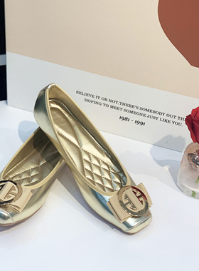 极速2022 dSummer Square Head Flat Shoes Round Buckle Comfort